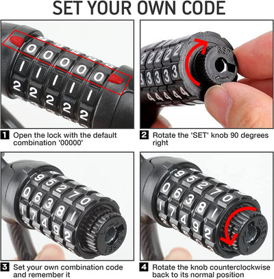 Scooter Lock Cable Bicycle Combination Locks Coiled Chain Lock Basic Self Coiling Core Steel