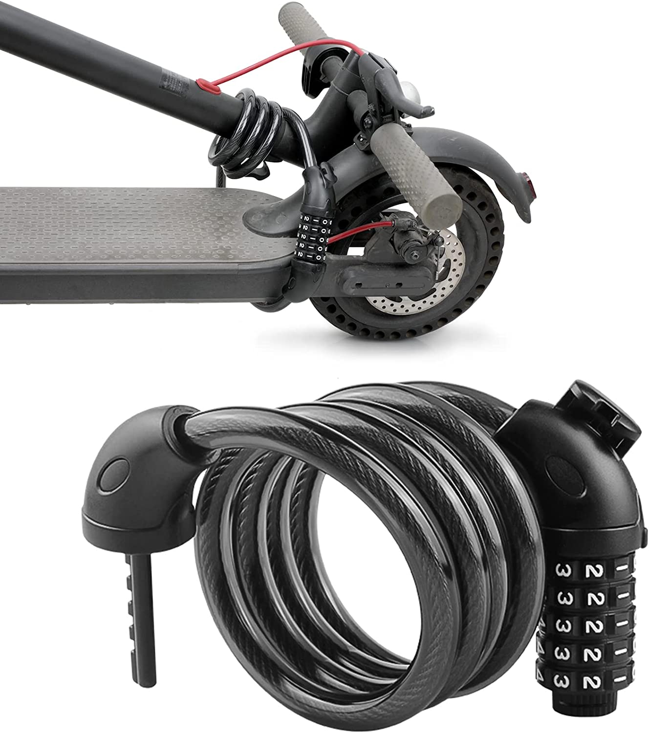 Cable de candado para patinete, candados de combinación para bicicleta, candado de cadena en espiral, núcleo básico autoenrollable de acero